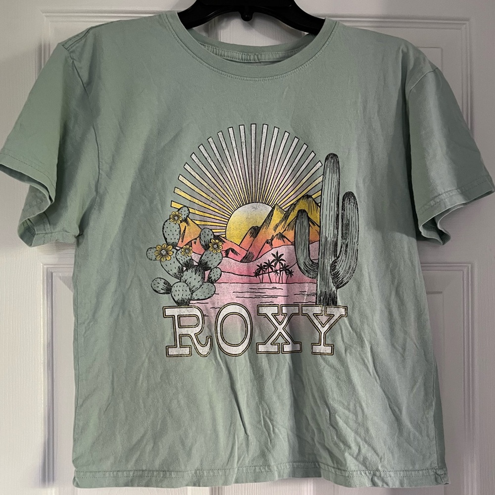 Roxy Green Graphic T-Shirt size 12 girls